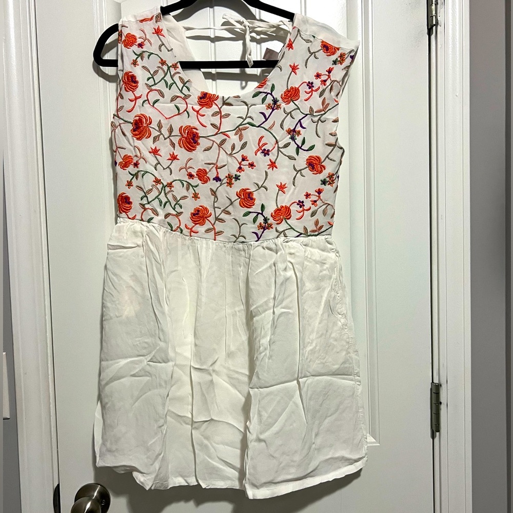 Forever 21 Orange Cream Floral Embroidered Flowy Boho Festival Dress